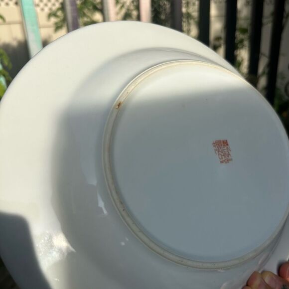 Vintage Chinese Jingdezhen Famille Rose Porcelain Turquoise Green Plate 14”x10" - Picture 10 of 16